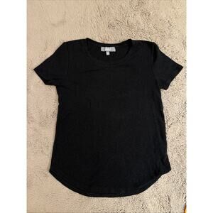 Marled Top Womens Small Black Dolman Sleeve T-Shirt Round Neck Solid Knit